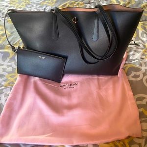 KATE SPADE ALL DAY LARGE BLACK LEATHER TOTE
